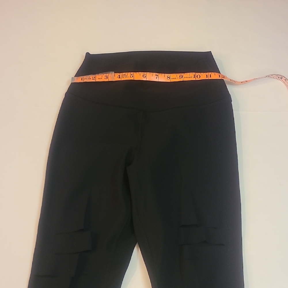 #316 ALO Yoga Distressed Black Leggings B1421 - Picture 2 of 7